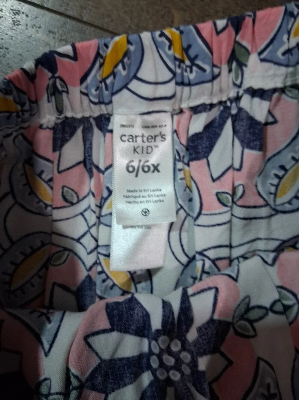 Carter's Pink Navy Blue Floral Print Ruffle Hem Lightweight Skirt 6/6X